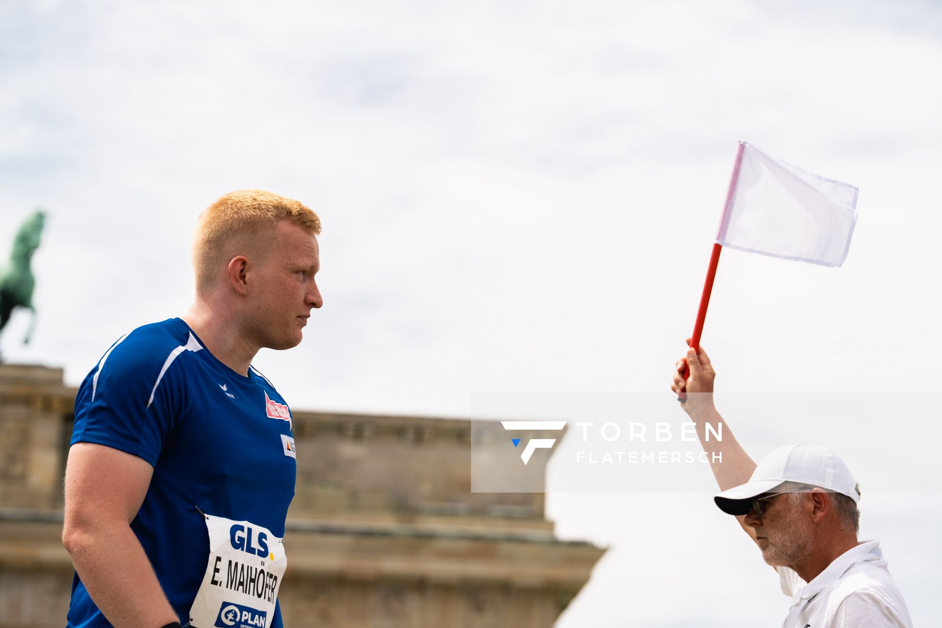 Eric Maihoefer (VfL Sindelfingen) beim Kugelstossen waehrend der deutschen Leichtathletik-Meisterschaften auf dem Pariser Platz am 24.06.2022 in Berlin